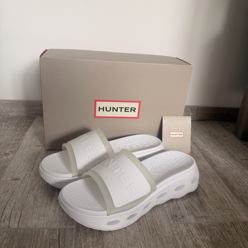 New Women's Hunter Women's Geneva Slip-on Casual Sandals White Sz 9